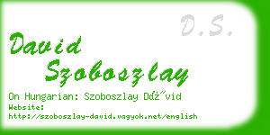 david szoboszlay business card